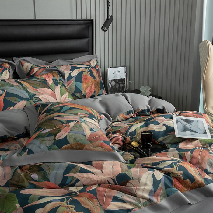 91家纺网 家纺一手货源 找家纺 栩裕纺织 2025新款艾康阳绒数码印花四件套 丛草集