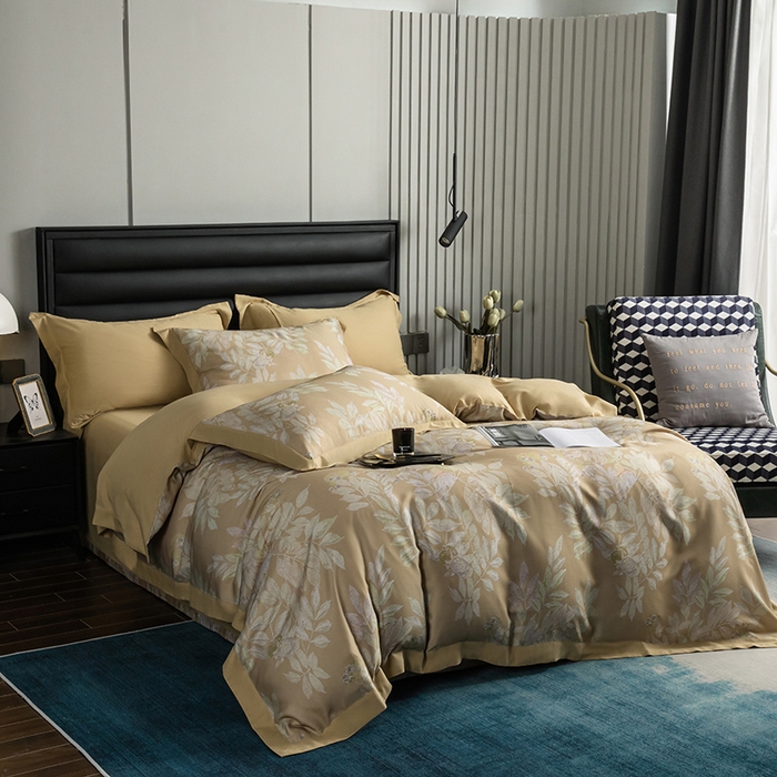 91家纺网 家纺一手货源 找家纺 栩裕纺织 2025新款艾康阳绒数码印花四件套 洛佩兹-黄