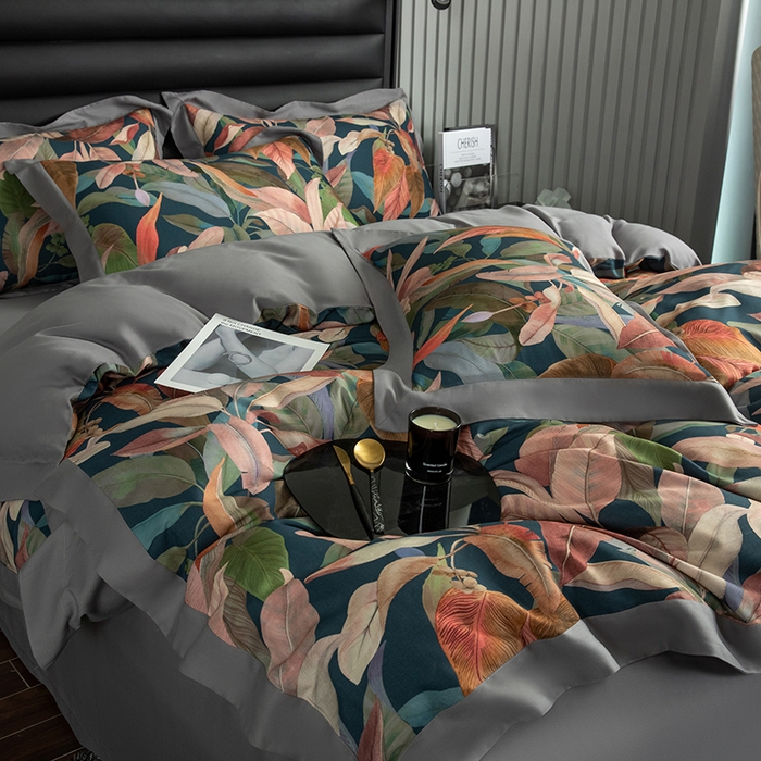 91家纺网 家纺一手货源 找家纺 栩裕纺织 2025新款艾康阳绒数码印花四件套 丛草集