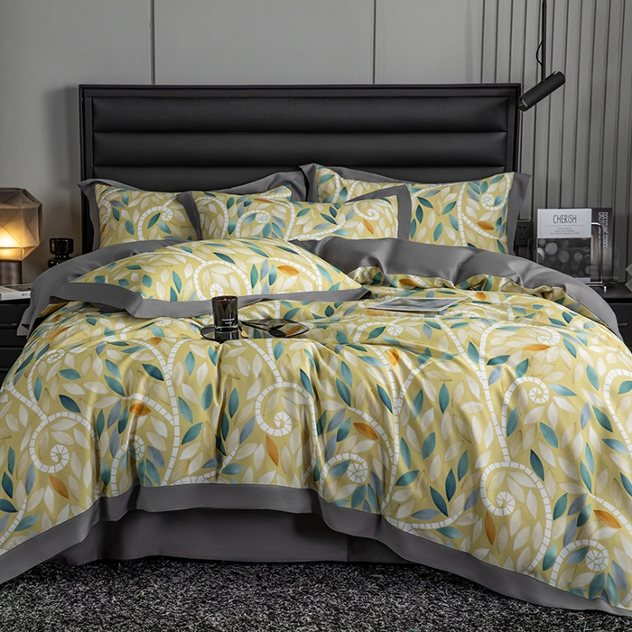 91家纺网 家纺一手货源 找家纺 栩裕纺织 2025新款艾康阳绒数码印花四件套 微光