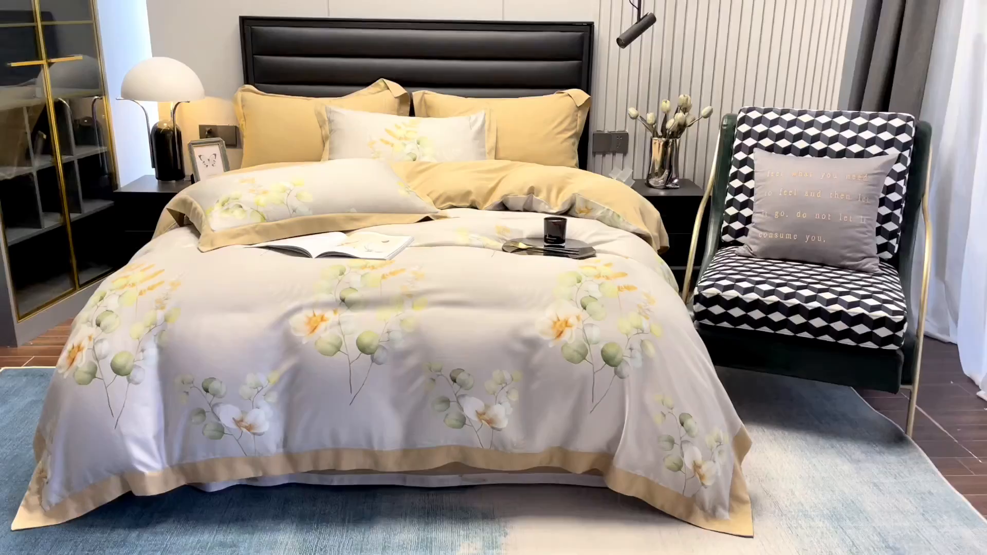 91家纺网 家纺一手货源 找家纺 栩裕纺织 2025新款艾康阳绒数码印花四件套 叶语柔情