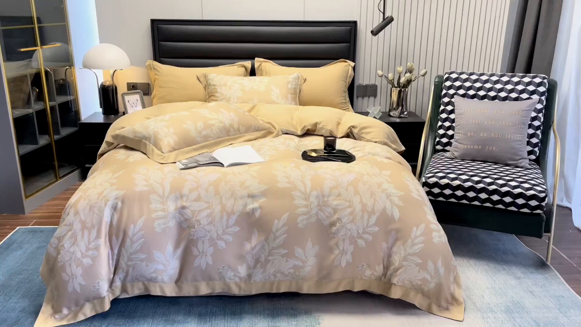 91家纺网 家纺一手货源 找家纺 栩裕纺织 2025新款艾康阳绒数码印花四件套 洛佩兹-黄