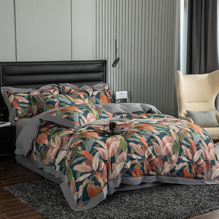 91家纺网 家纺一手货源 找家纺 栩裕纺织 2025新款艾康阳绒数码印花四件套 丛草集