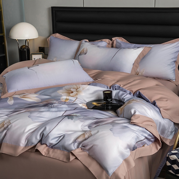 91家纺网 家纺一手货源 找家纺 栩裕纺织 2025新款艾康阳绒数码印花四件套 花玉露