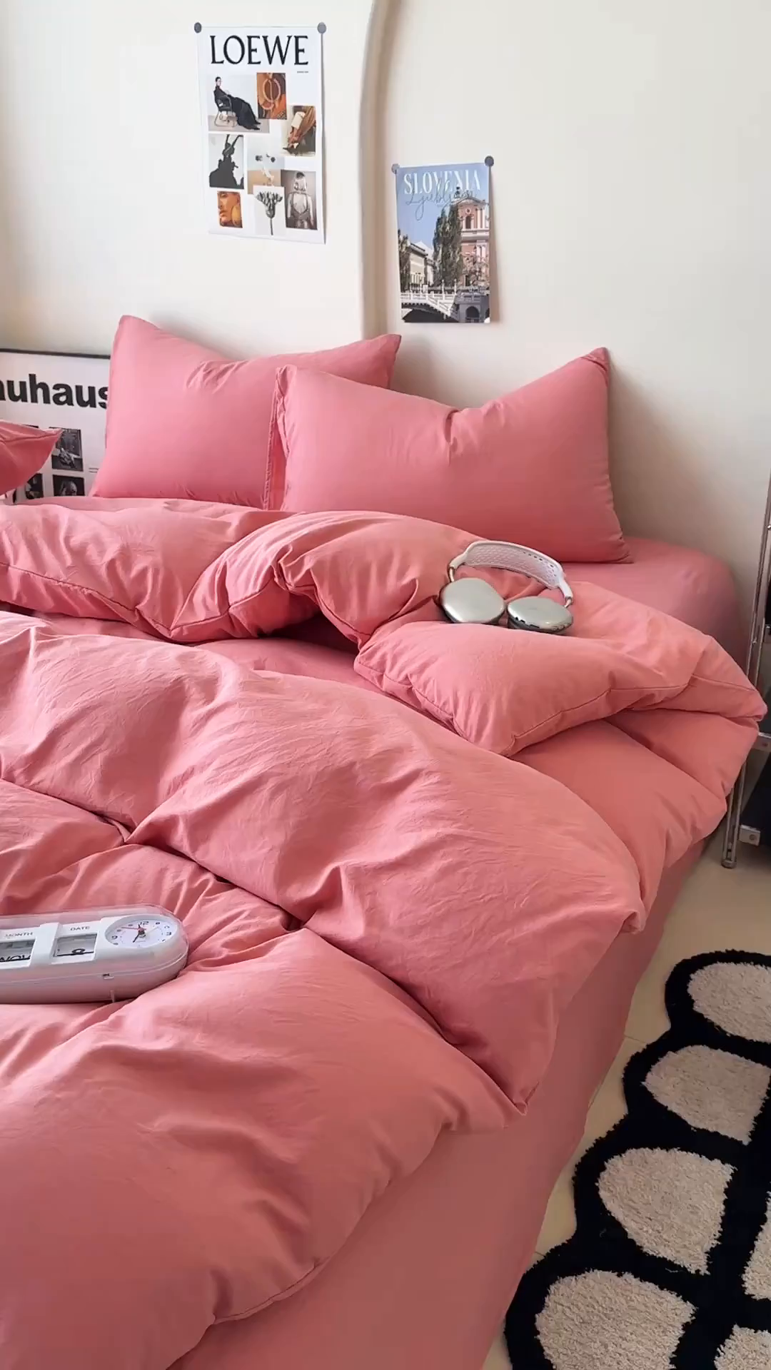 91家纺网 家纺一手货源 找家纺 桔禾家纺 2025新款ins风纯色水洗棉四件套双拼水洗棉学生三件套四件套 藕粉