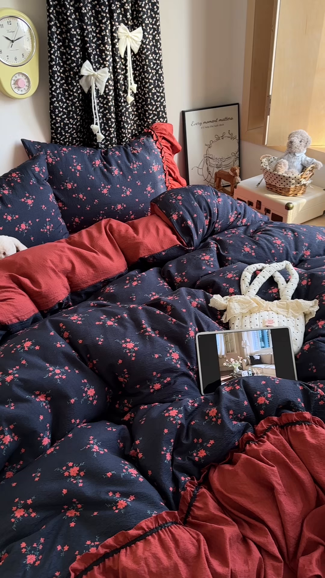 91家纺网 家纺一手货源 找家纺 阿曼达 2025新款韩系法式慵懒氛围感印花泡芙花边四件套（专版花型） 樱花泡芙-梨漫