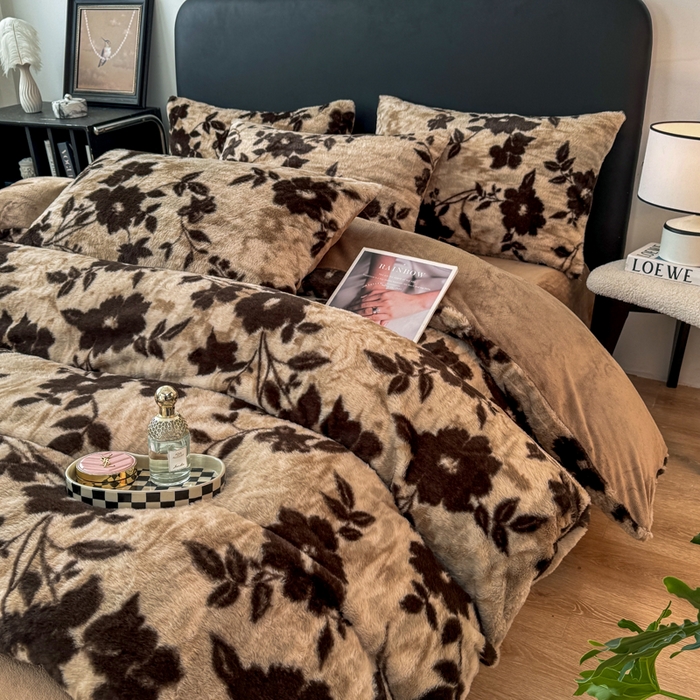 91家纺网 家纺一手货源 找家纺 乐窝家纺仓储 2025新款加厚保暖兔毛绒牛奶绒单品枕套单件枕头套-美拉德系列 花语