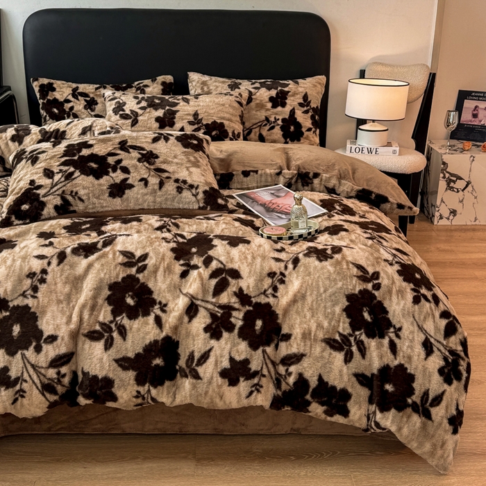 91家纺网 家纺一手货源 找家纺 乐窝家纺仓储 2025新款加厚保暖兔毛绒牛奶绒单品枕套单件枕头套-美拉德系列 花语