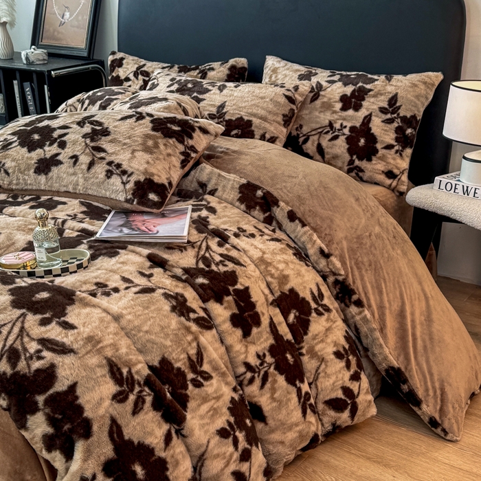 91家纺网 家纺一手货源 找家纺 乐窝家纺仓储 2025新款加厚保暖兔毛绒牛奶绒单品枕套单件枕头套-美拉德系列 花语