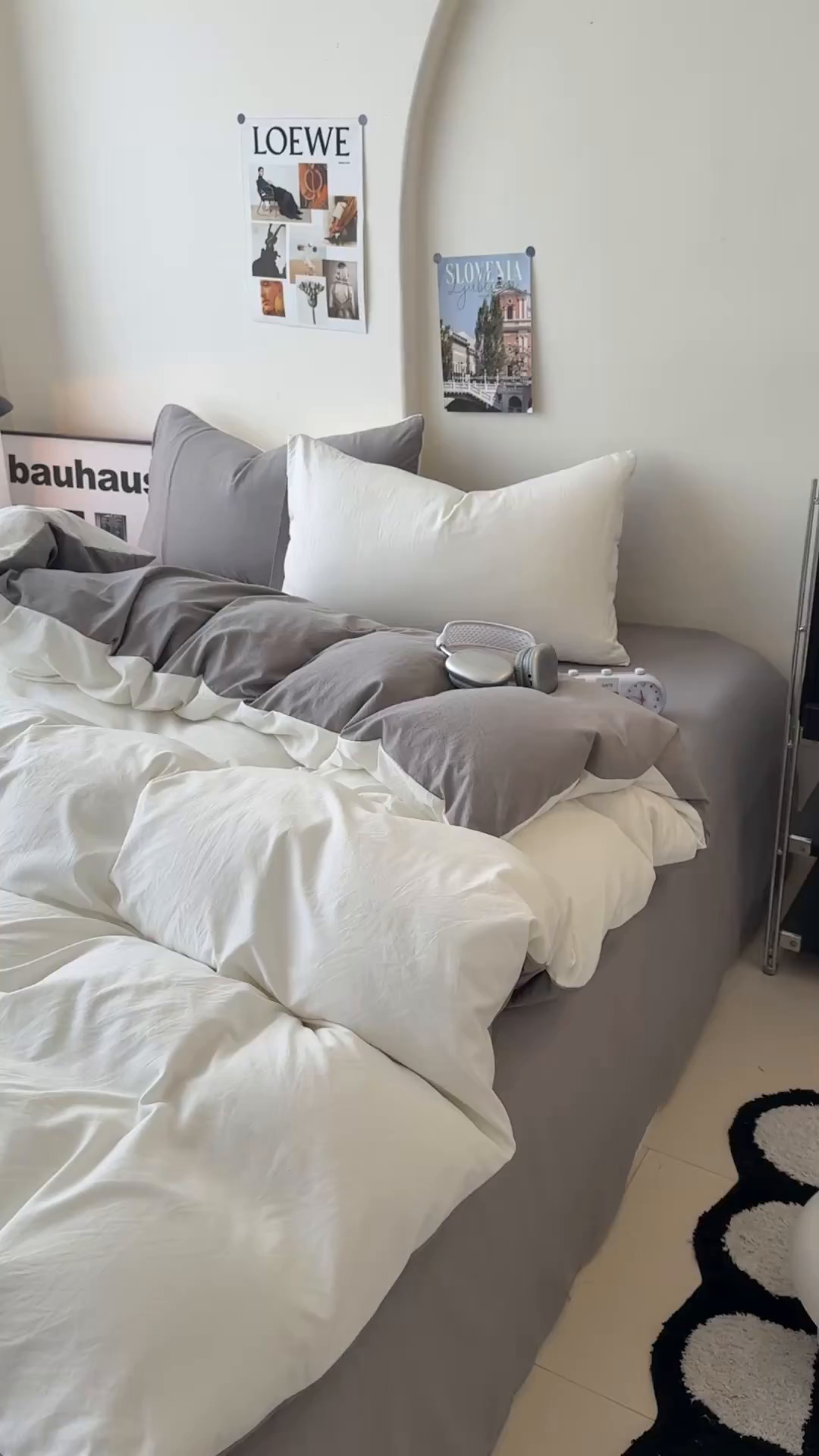 91家纺网 家纺一手货源 找家纺 桔禾家纺 2025新款ins风纯色水洗棉四件套双拼水洗棉学生三件套四件套 月白浅灰