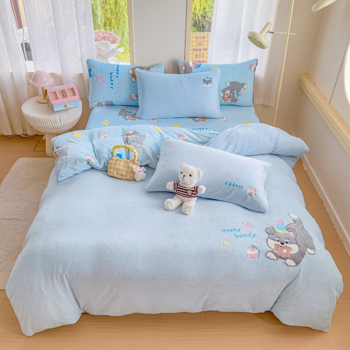 91家纺网 家纺一手货源 找家纺 （总）润肤居 2025新款卡通贴布绣牛奶绒系列四件套