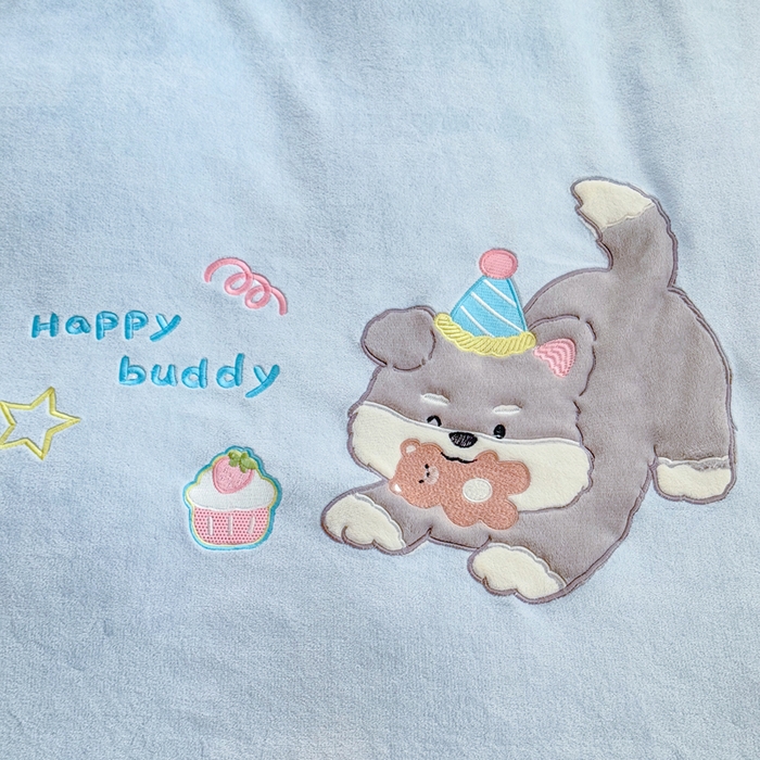 91家纺网 家纺一手货源 找家纺 润肤居 2025新款卡通贴布绣牛奶绒系列四件套 小灰灰