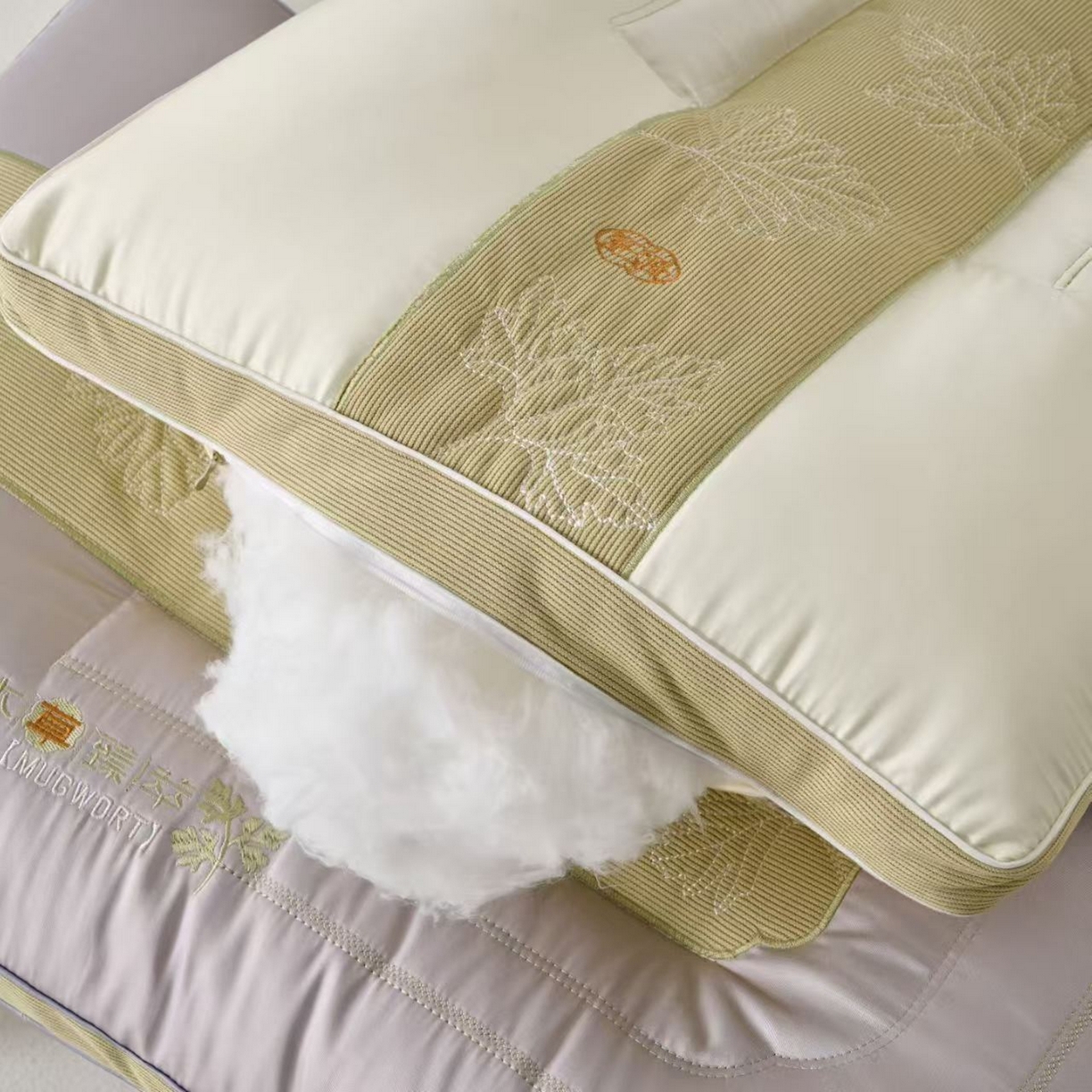 91家纺网 家纺一手货源 找家纺 （总）剑桥枕业 2025新款本草植萃艾草定型羽丝枕芯 剑桥枕业新品高度款式好枕头