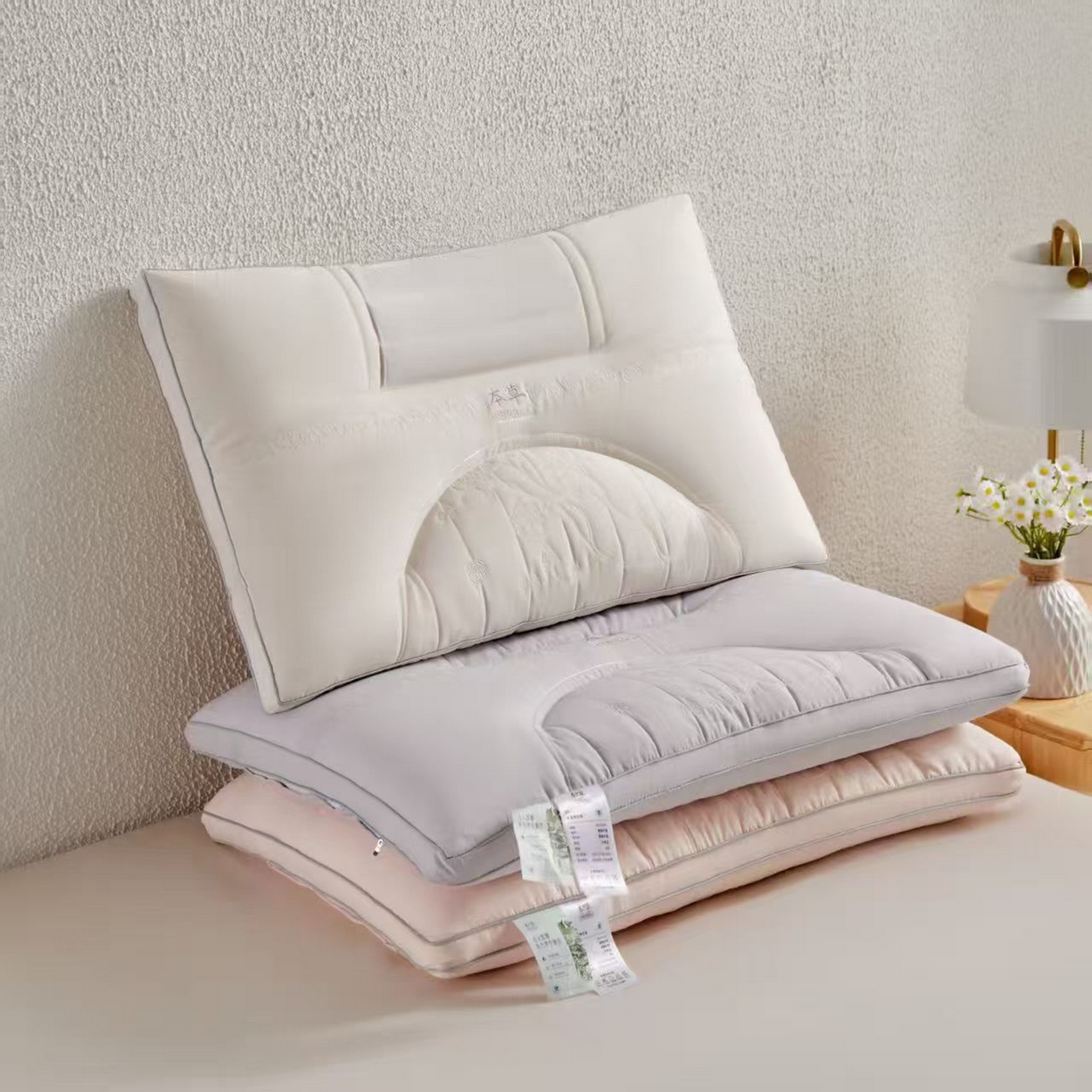 91家纺网 家纺一手货源 找家纺 （总）剑桥枕业 2025新款草本决明子羽丝定型枕芯 剑桥枕业新品促销款式枕头