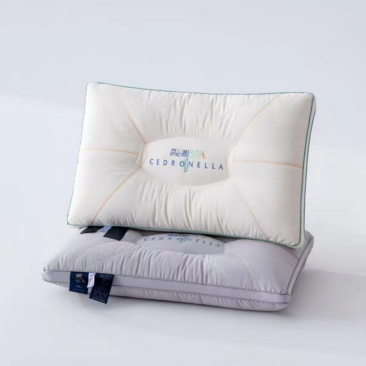 91家纺网 家纺一手货源 找家纺 （总）剑桥枕业 2025新款颈SPA牵引羽丝定型枕芯 剑桥枕业新品促销款式枕头