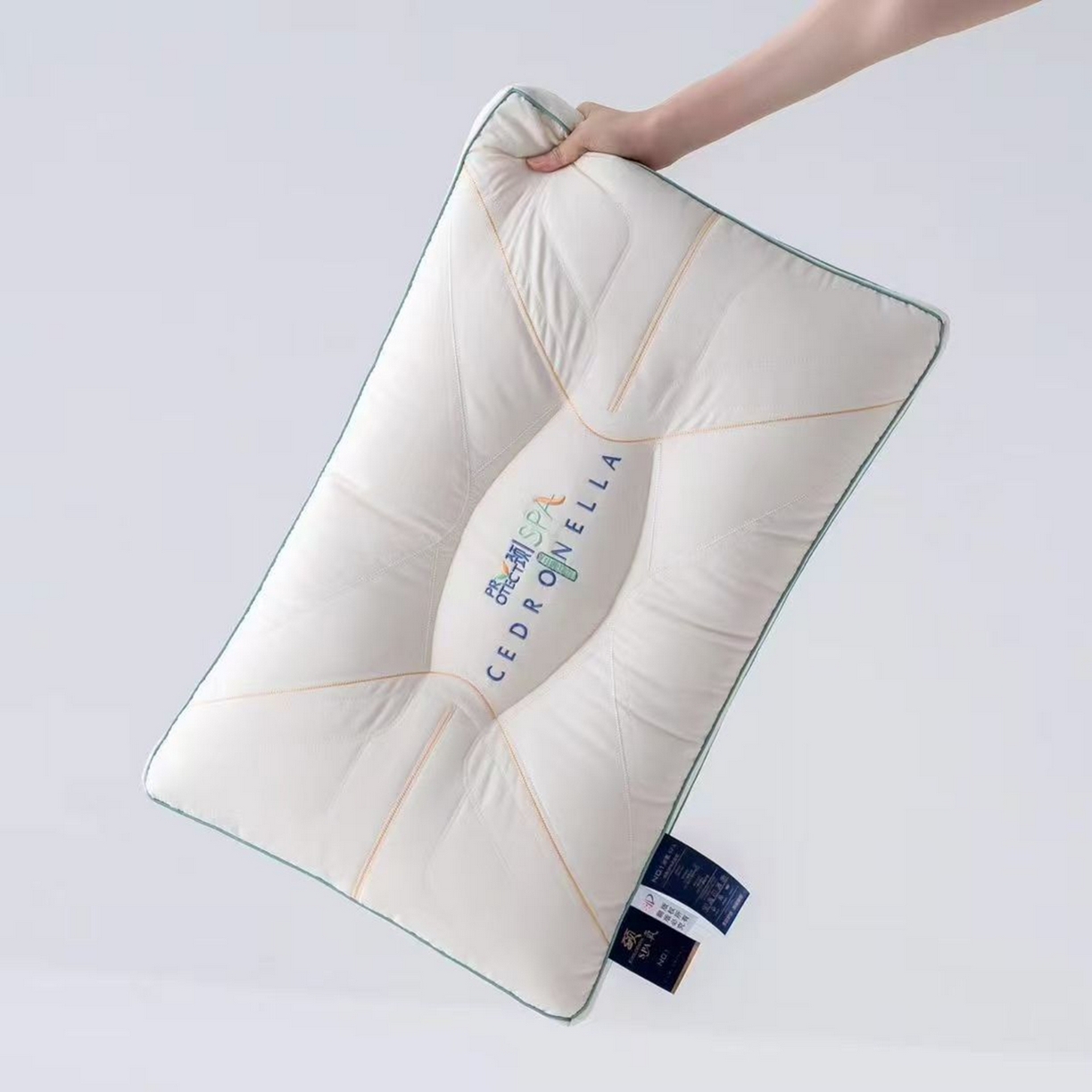 91家纺网 家纺一手货源 找家纺 （总）剑桥枕业 2025新款颈SPA牵引羽丝定型枕芯 剑桥枕业新品促销款式枕头