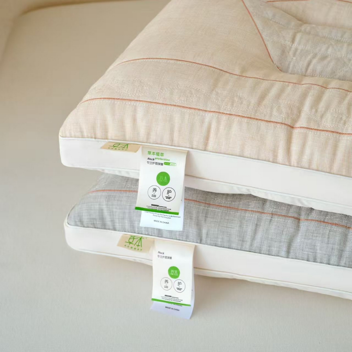 91家纺网 家纺一手货源 找家纺 （总）剑桥枕业 2025新款棉麻五味子定型羽丝枕芯 决明子枕 剑桥枕业新品高度款式好枕头