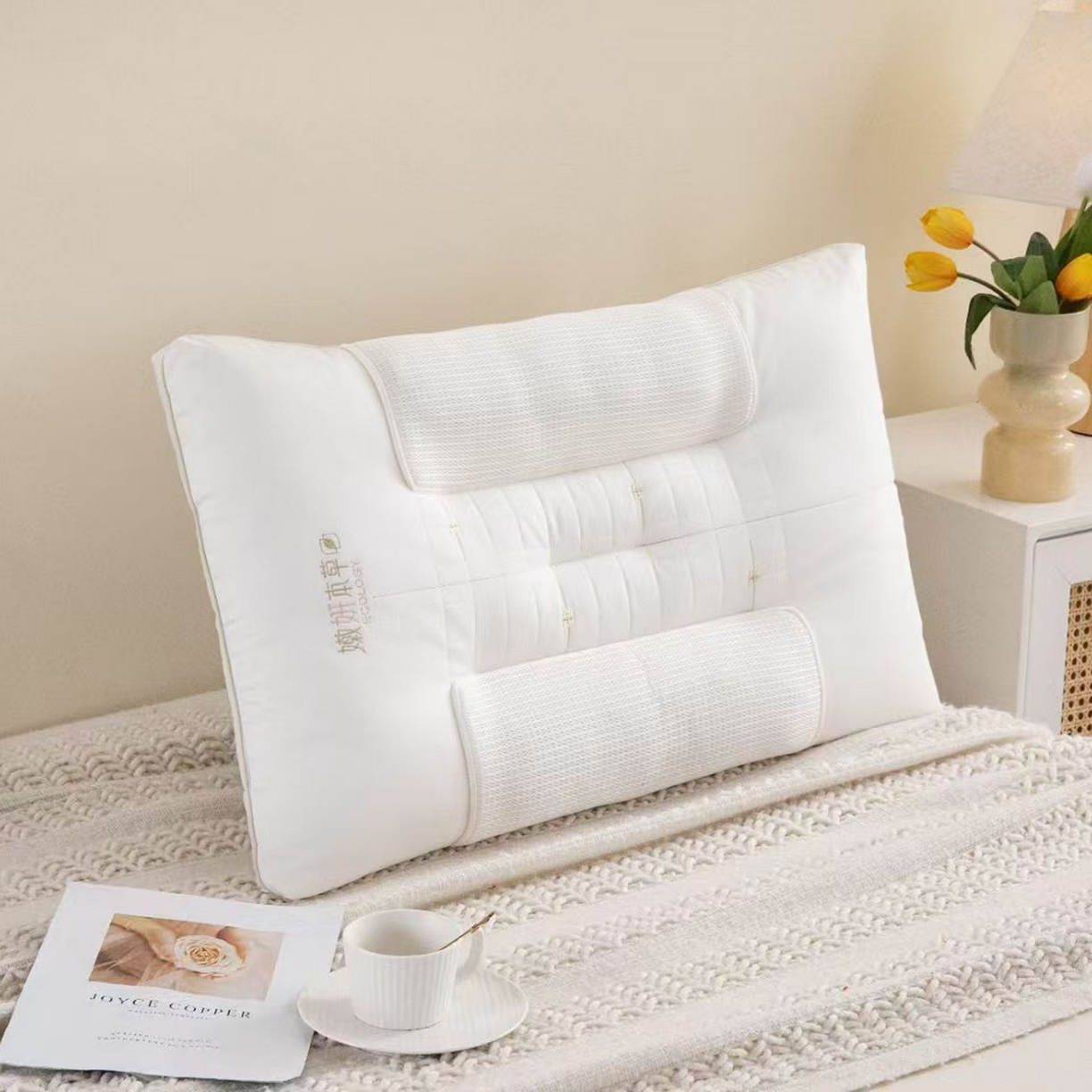 91家纺网 家纺一手货源 找家纺 （总）剑桥枕业 2025新款嫩颜本草羽丝定型枕芯 独立双药包 可做决明子 薰衣草 荞麦 促销款式枕头