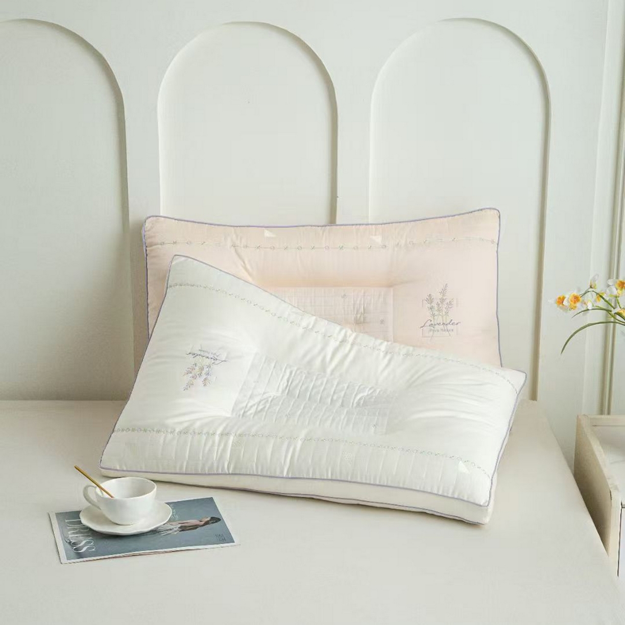 91家纺网 家纺一手货源 找家纺 （总）剑桥枕业 2025新款薰衣草安神羽丝定型枕芯 剑桥枕业新品促销款式枕头