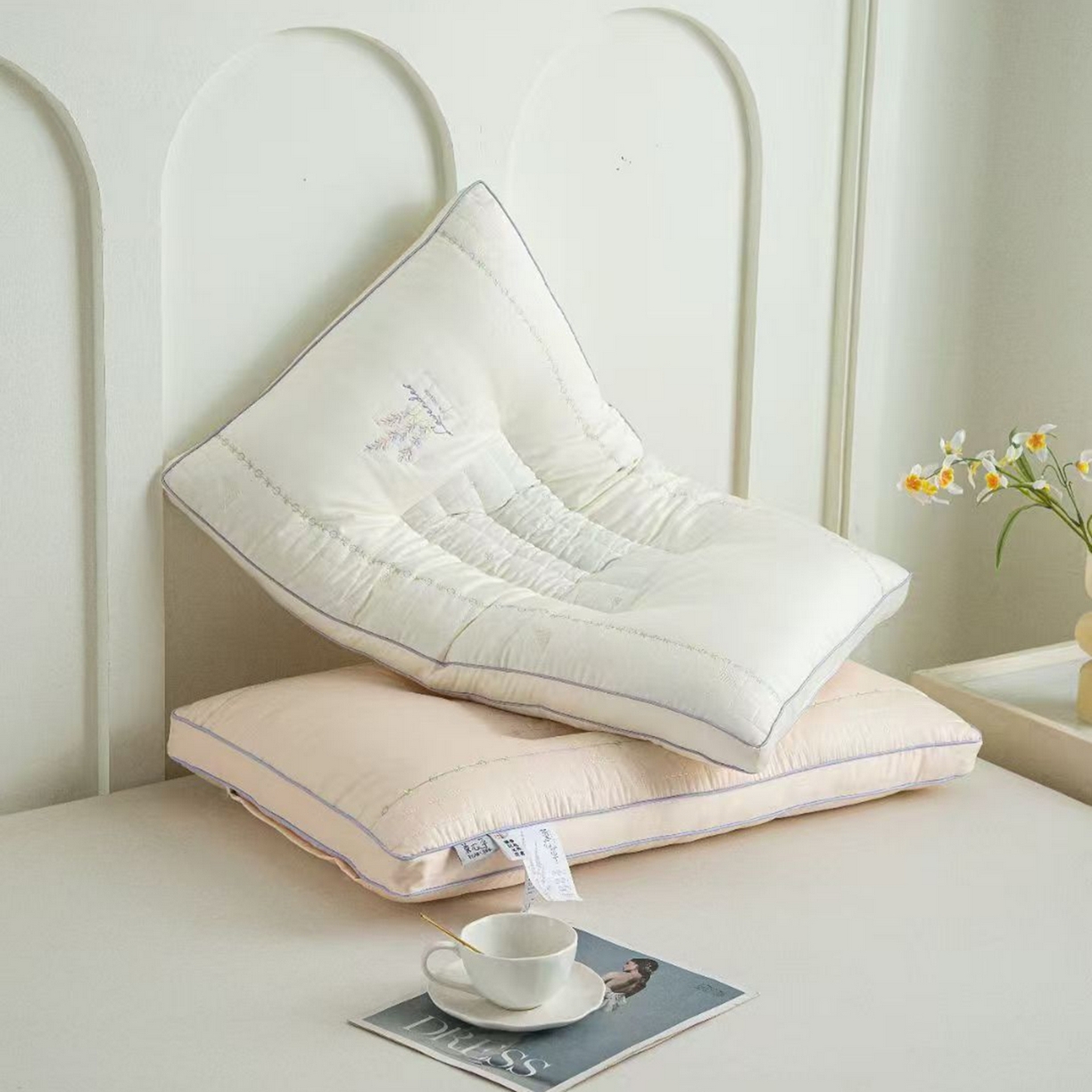 91家纺网 家纺一手货源 找家纺 （总）剑桥枕业 2025新款薰衣草安神羽丝定型枕芯 剑桥枕业新品促销款式枕头