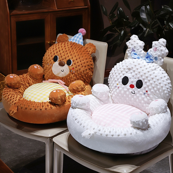 91家纺网 家纺一手货源 找家纺 仟亿莱 2025新款泡泡绒治愈系翻肚蒲团坐垫 翻肚巧克力熊