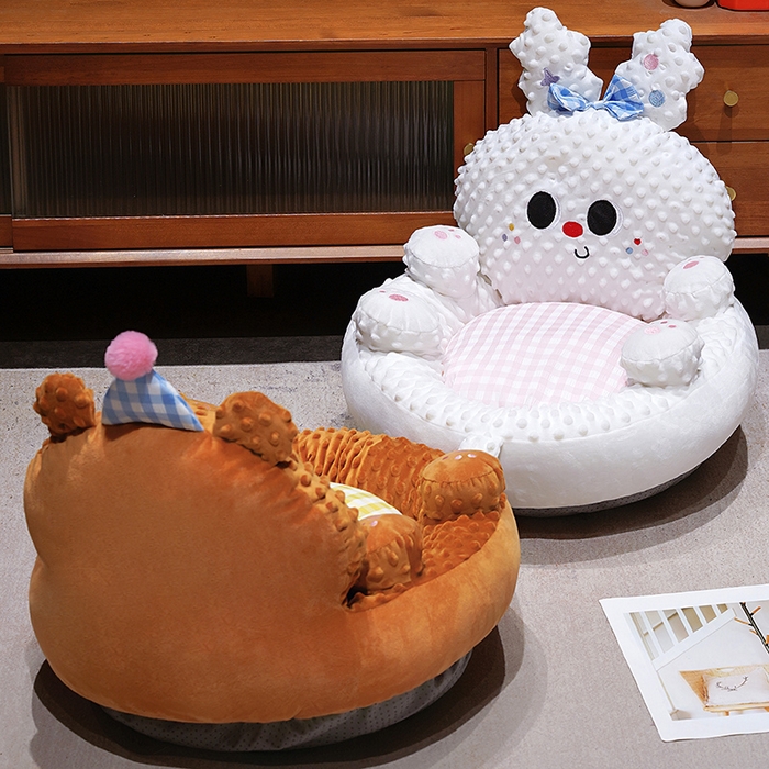 91家纺网 家纺一手货源 找家纺 仟亿莱 2025新款泡泡绒治愈系翻肚蒲团坐垫 翻肚巧克力熊