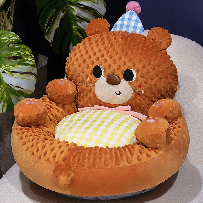 91家纺网 家纺一手货源 找家纺 仟亿莱 2025新款泡泡绒治愈系翻肚蒲团坐垫 翻肚巧克力熊