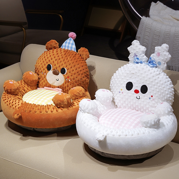 91家纺网 家纺一手货源 找家纺 仟亿莱 2025新款泡泡绒治愈系翻肚蒲团坐垫 翻肚巧克力熊