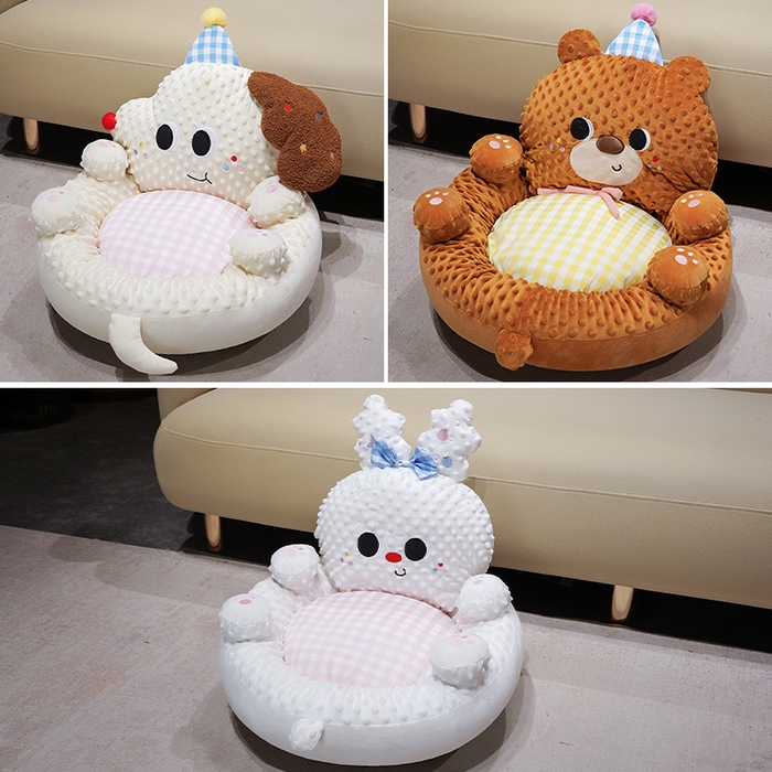 91家纺网 家纺一手货源 找家纺 仟亿莱 2025新款泡泡绒治愈系翻肚蒲团坐垫 翻肚长耳狗