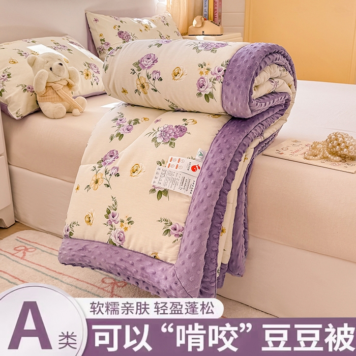 91家纺网 家纺一手货源 找家纺 （总）黛妮雅2025新款全棉豆豆绒春秋被学生单双人被子被芯冬被（提供买家秀）