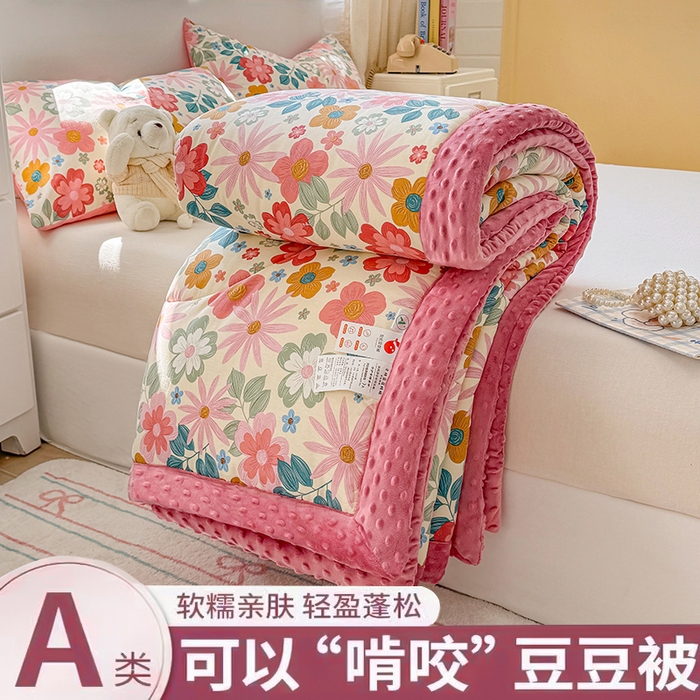 91家纺网 家纺一手货源 找家纺 （总）黛妮雅2025新款全棉豆豆绒春秋被学生单双人被子被芯冬被（提供买家秀）