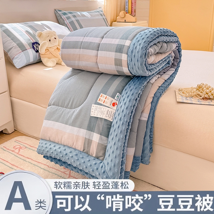 91家纺网 家纺一手货源 找家纺 （总）黛妮雅2025新款全棉豆豆绒春秋被学生单双人被子被芯冬被（提供买家秀）