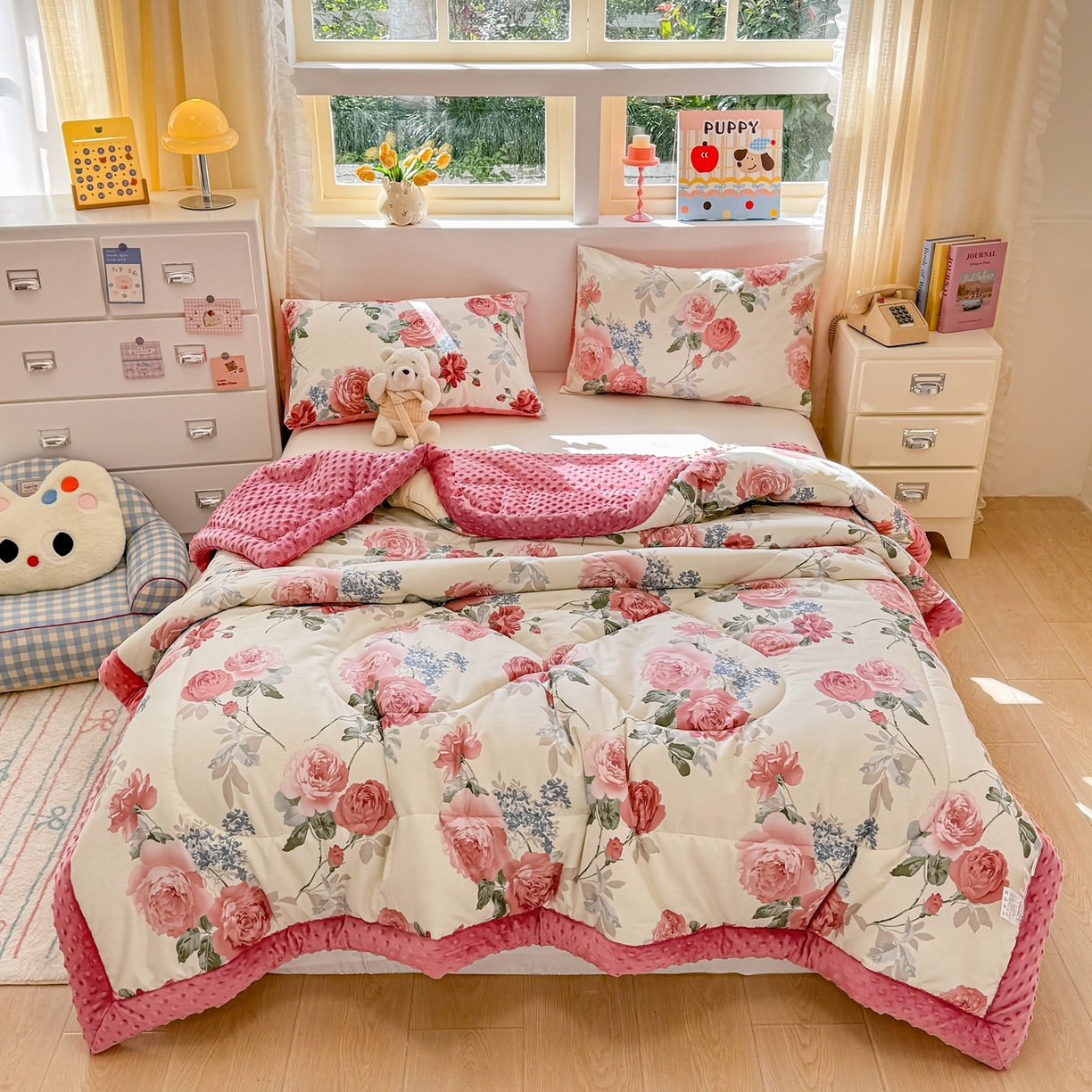 91家纺网 家纺一手货源 找家纺 黛妮雅2025新款全棉豆豆绒春秋被学生单双人被子被芯冬被（提供买家秀）锦上添花