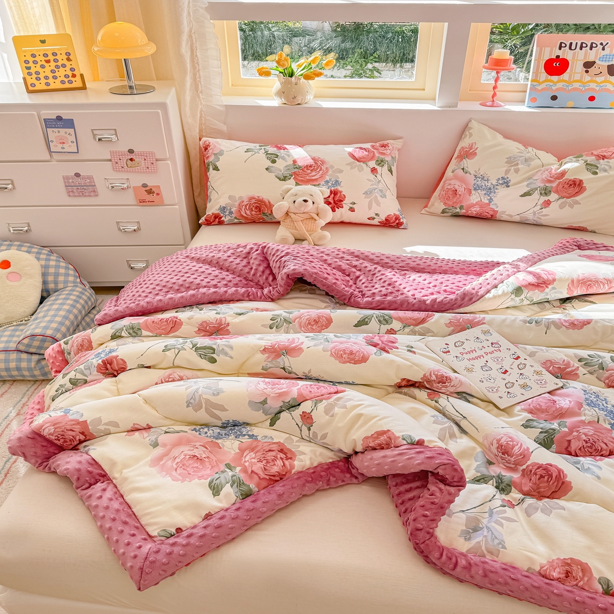 91家纺网 家纺一手货源 找家纺 黛妮雅2025新款全棉豆豆绒春秋被学生单双人被子被芯冬被（提供买家秀）锦上添花