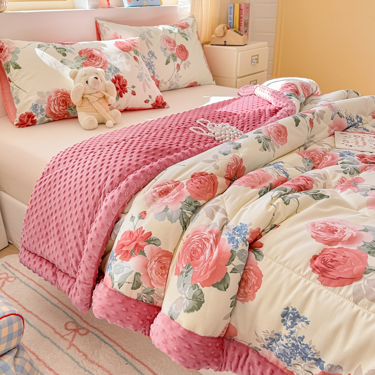 91家纺网 家纺一手货源 找家纺 黛妮雅2025新款全棉豆豆绒春秋被学生单双人被子被芯冬被（提供买家秀）锦上添花