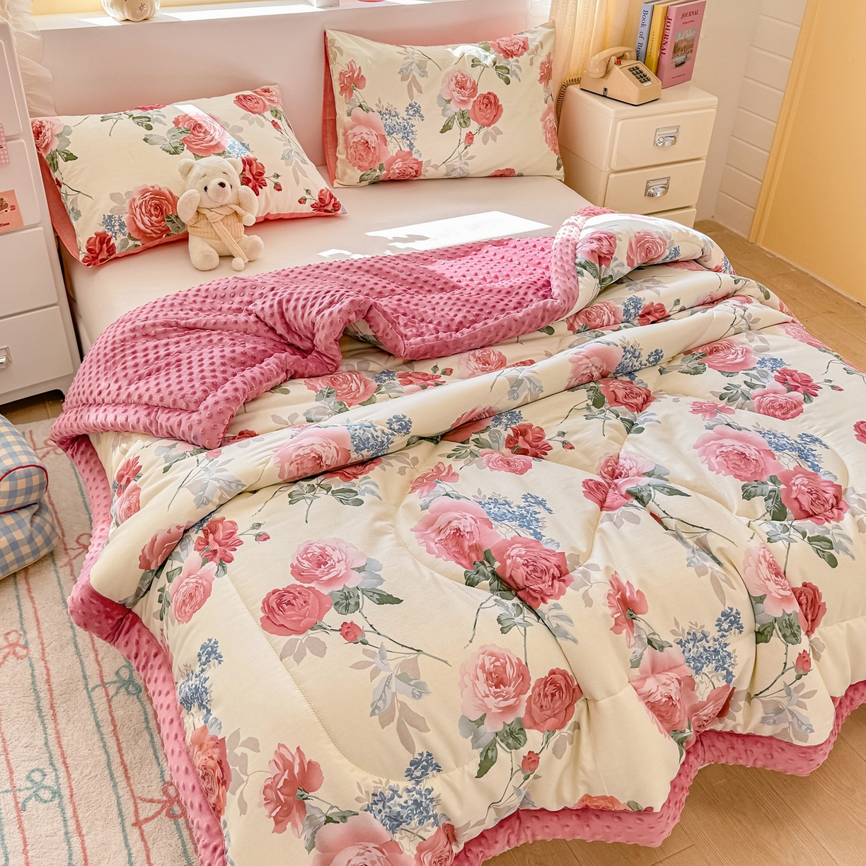 91家纺网 家纺一手货源 找家纺 黛妮雅2025新款全棉豆豆绒春秋被学生单双人被子被芯冬被（提供买家秀）锦上添花