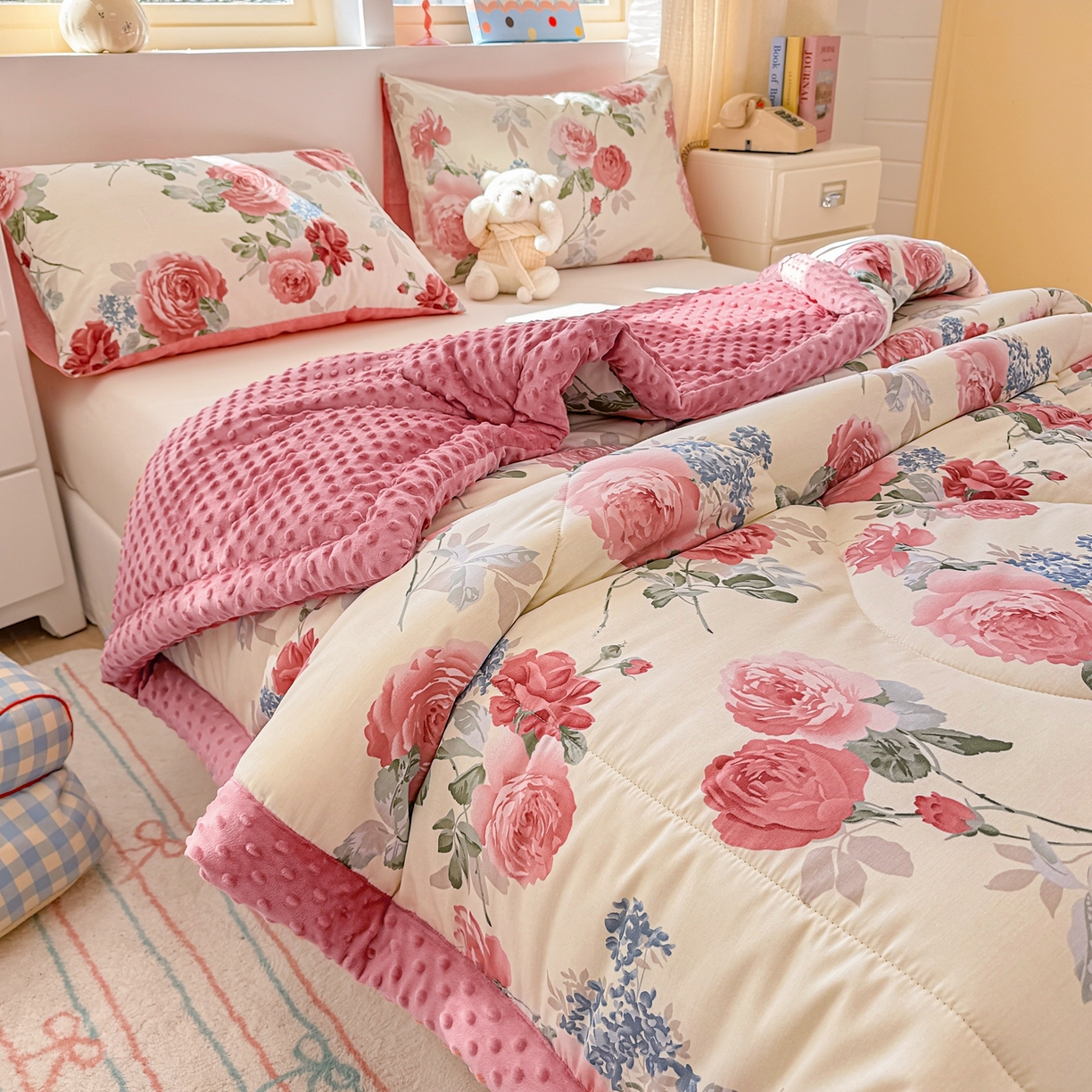 91家纺网 家纺一手货源 找家纺 黛妮雅2025新款全棉豆豆绒春秋被学生单双人被子被芯冬被（提供买家秀）锦上添花