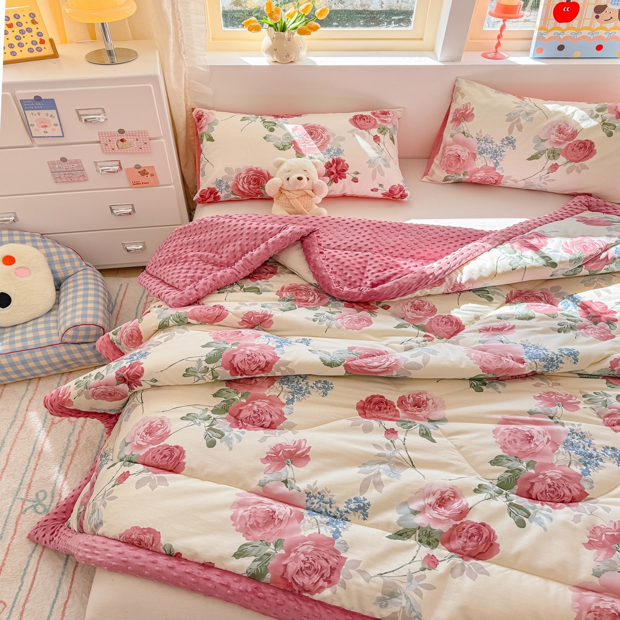 91家纺网 家纺一手货源 找家纺 黛妮雅2025新款全棉豆豆绒春秋被学生单双人被子被芯冬被（提供买家秀）锦上添花