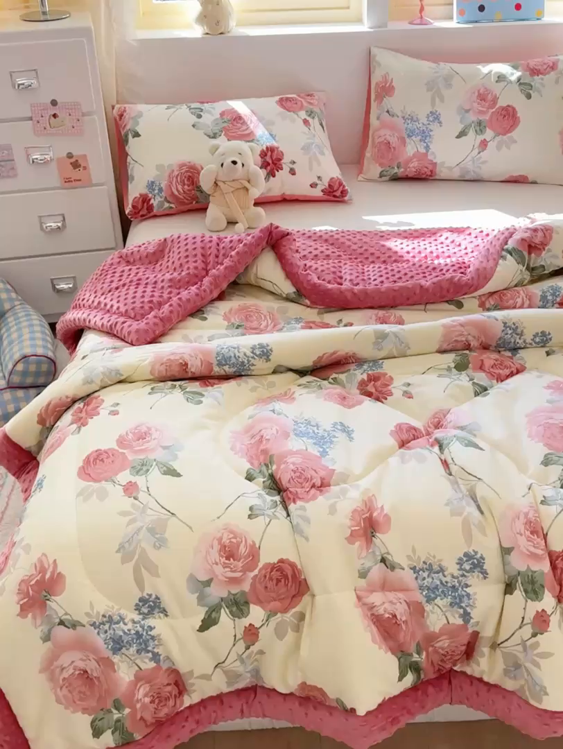 91家纺网 家纺一手货源 找家纺 黛妮雅2025新款全棉豆豆绒春秋被学生单双人被子被芯冬被（提供买家秀）锦上添花