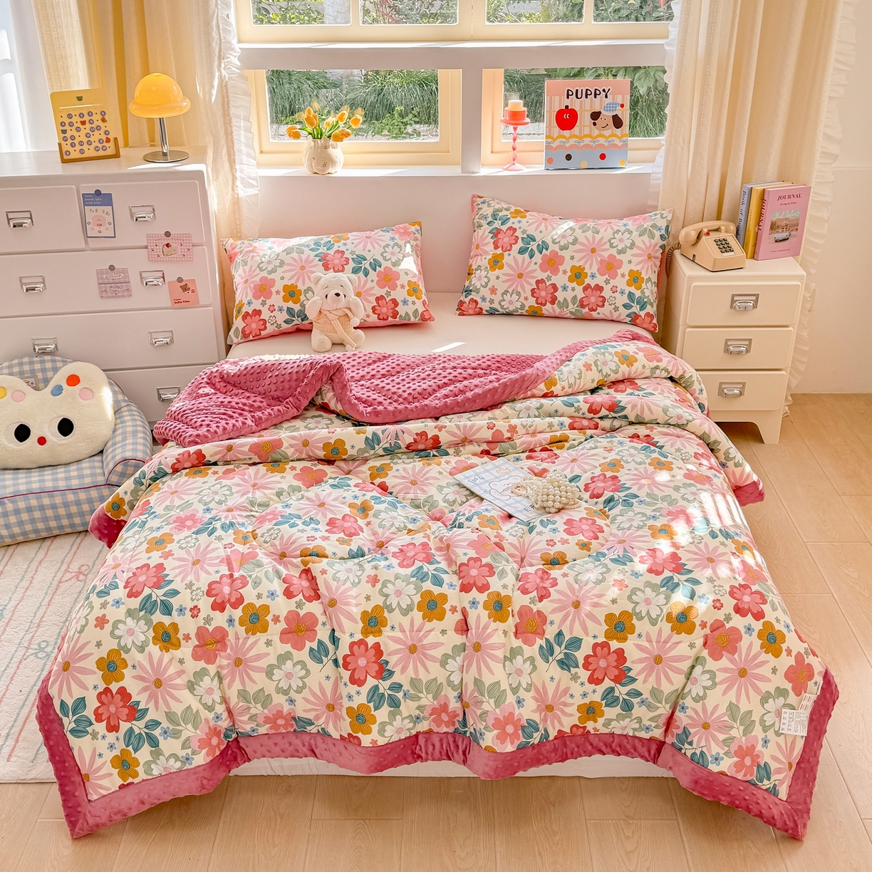 91家纺网 家纺一手货源 找家纺 黛妮雅2025新款全棉豆豆绒春秋被学生单双人被子被芯冬被（提供买家秀）米兰春天