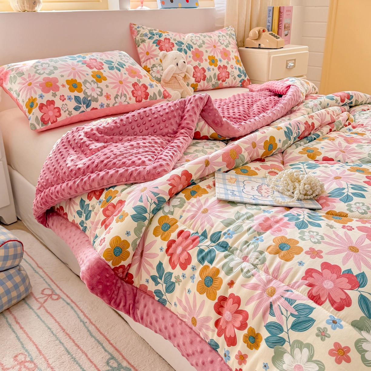 91家纺网 家纺一手货源 找家纺 黛妮雅2025新款全棉豆豆绒春秋被学生单双人被子被芯冬被（提供买家秀）米兰春天