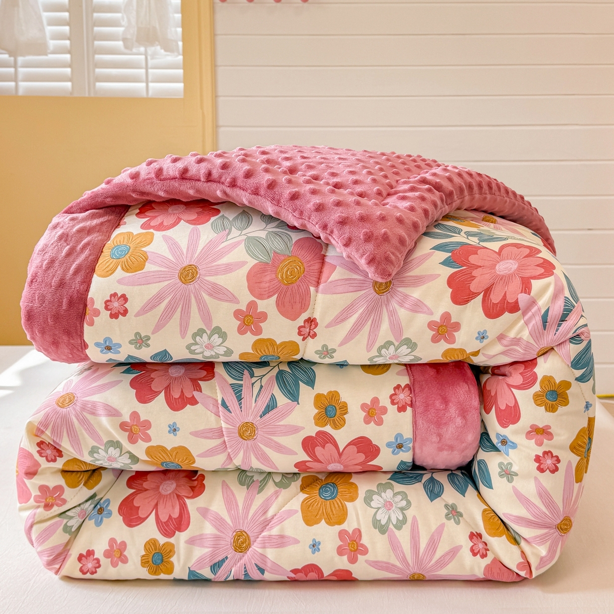 91家纺网 家纺一手货源 找家纺 黛妮雅2025新款全棉豆豆绒春秋被学生单双人被子被芯冬被（提供买家秀）米兰春天