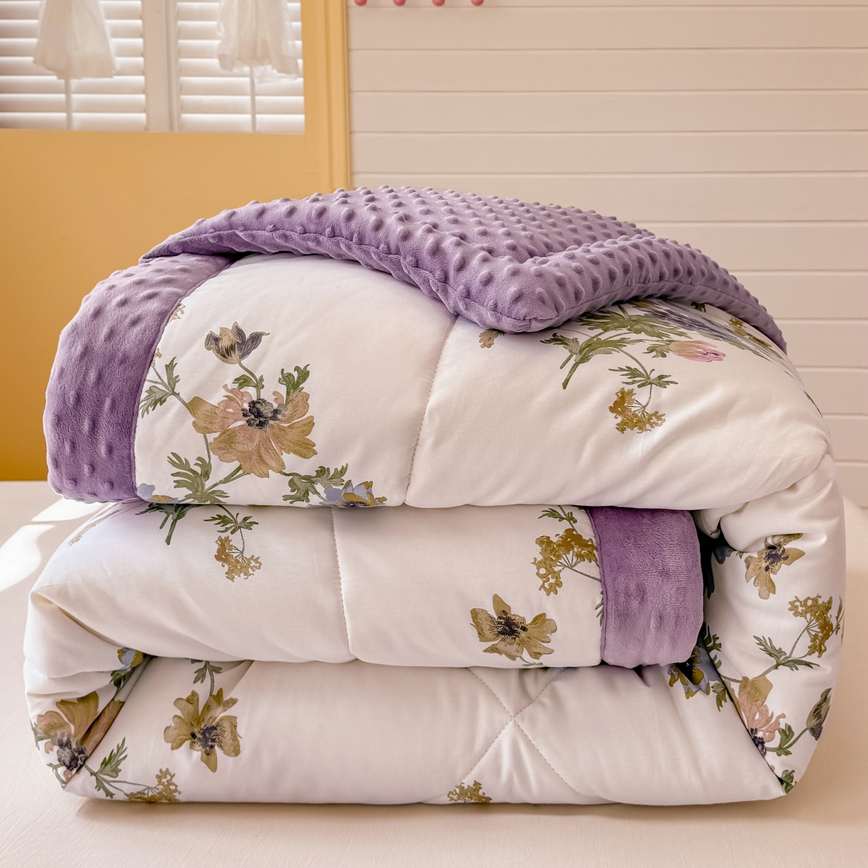 91家纺网 家纺一手货源 找家纺 黛妮雅2025新款全棉豆豆绒春秋被学生单双人被子被芯冬被（提供买家秀）陌上花开