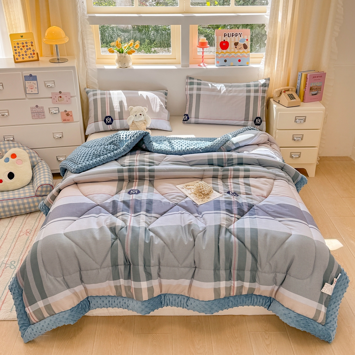 91家纺网 家纺一手货源 找家纺 黛妮雅2025新款全棉豆豆绒春秋被学生单双人被子被芯冬被（提供买家秀）自由品格