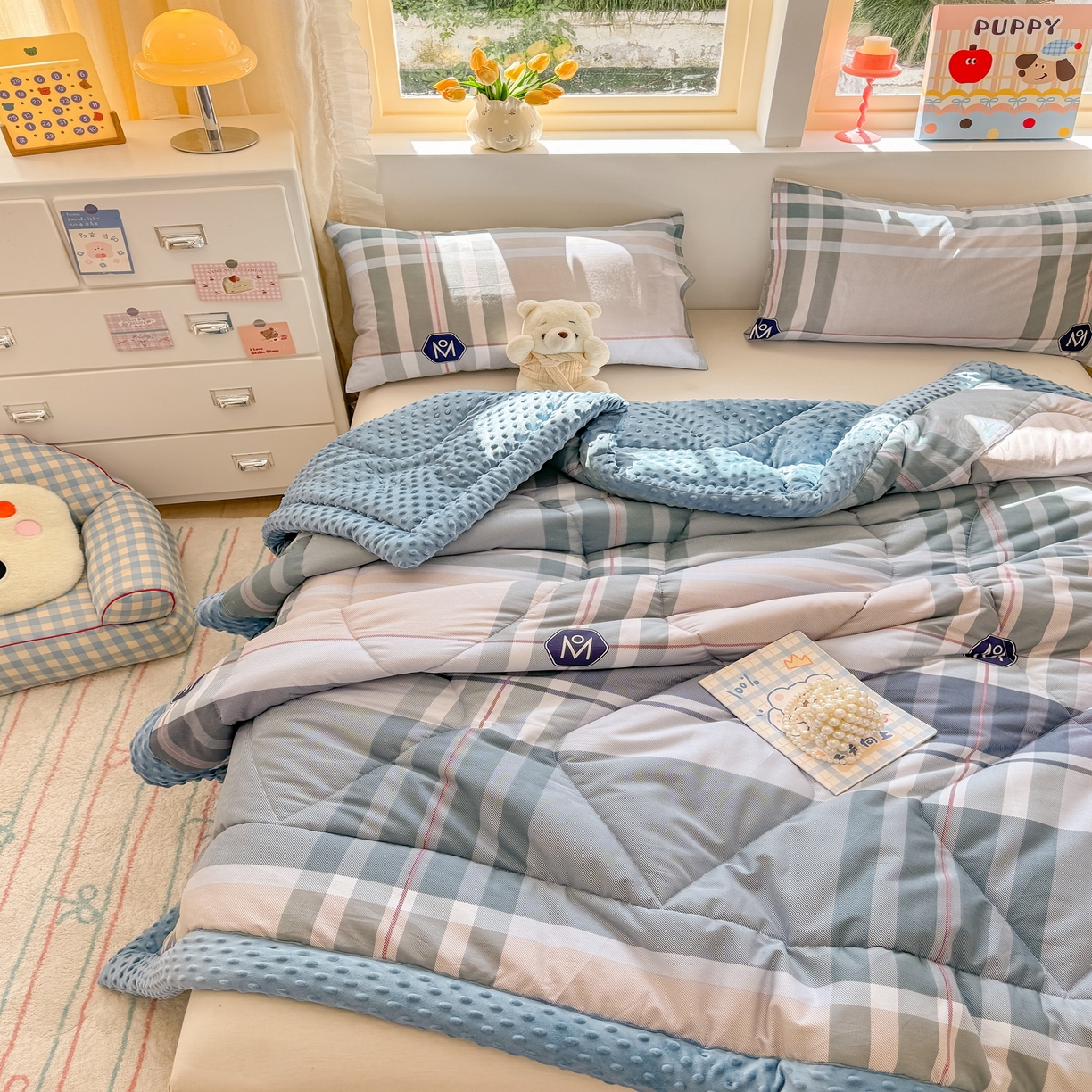 91家纺网 家纺一手货源 找家纺 黛妮雅2025新款全棉豆豆绒春秋被学生单双人被子被芯冬被（提供买家秀）自由品格