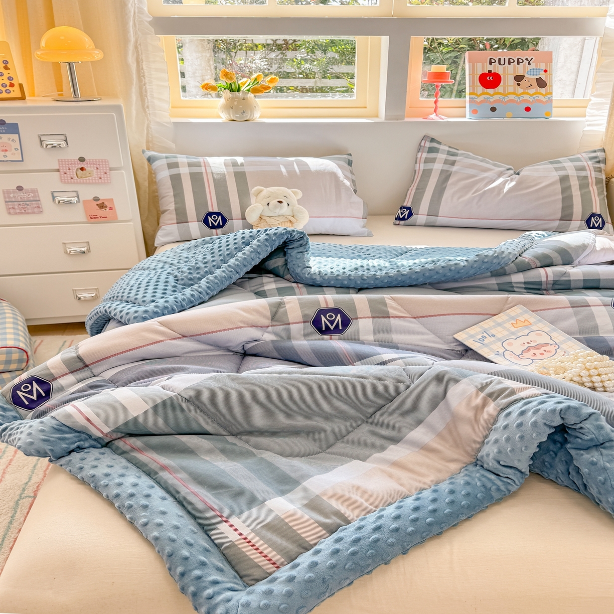 91家纺网 家纺一手货源 找家纺 黛妮雅2025新款全棉豆豆绒春秋被学生单双人被子被芯冬被（提供买家秀）自由品格