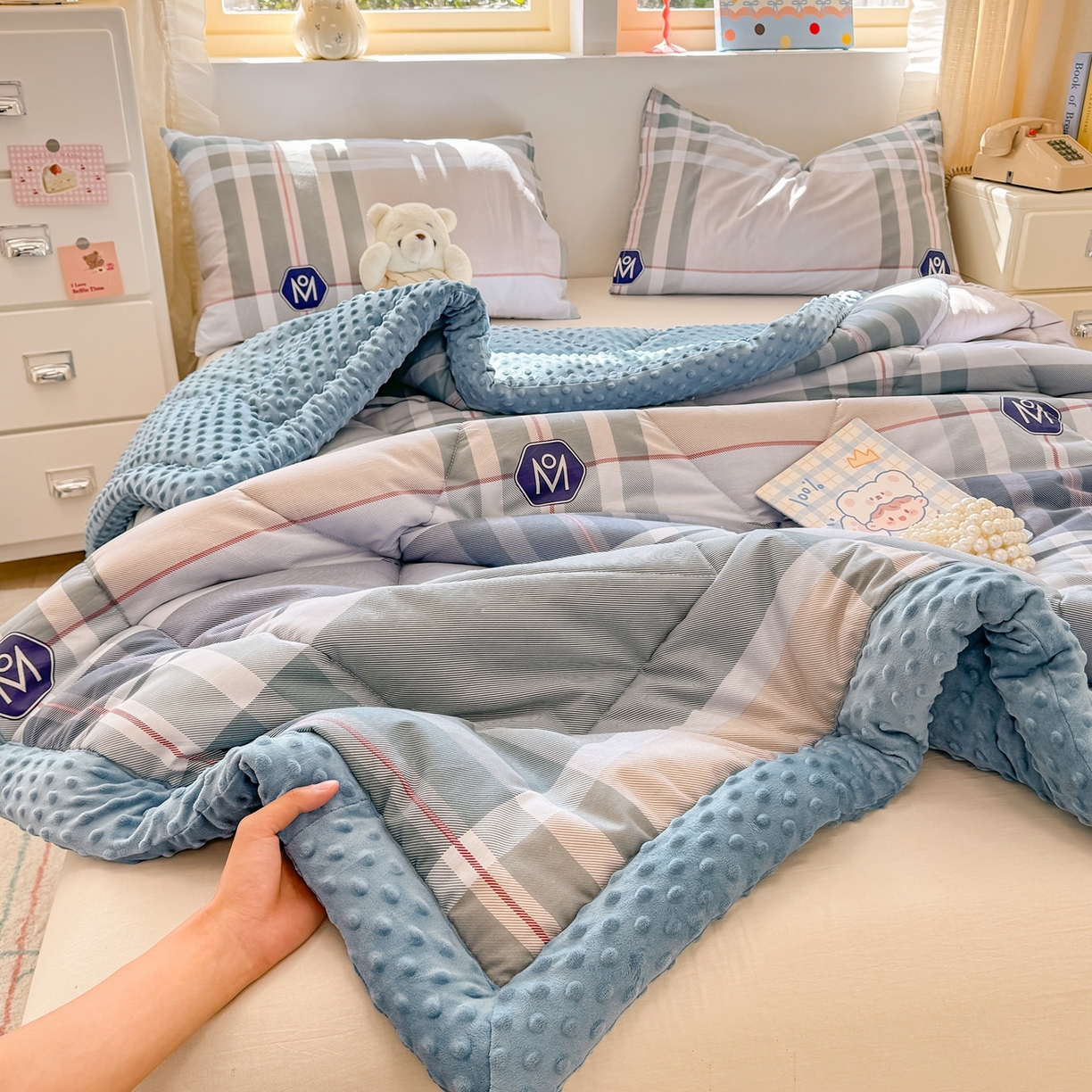 91家纺网 家纺一手货源 找家纺 黛妮雅2025新款全棉豆豆绒春秋被学生单双人被子被芯冬被（提供买家秀）自由品格