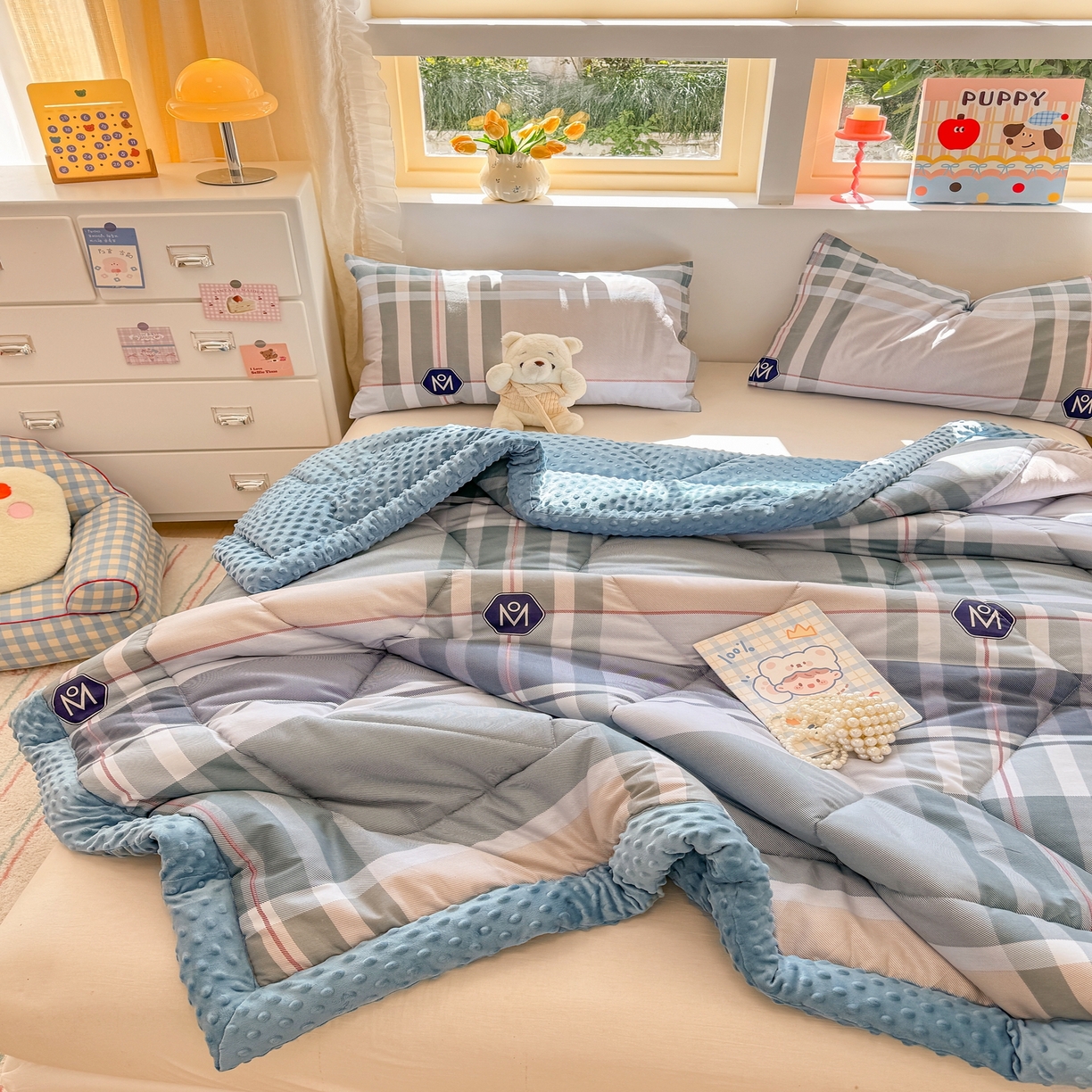 91家纺网 家纺一手货源 找家纺 黛妮雅2025新款全棉豆豆绒春秋被学生单双人被子被芯冬被（提供买家秀）自由品格