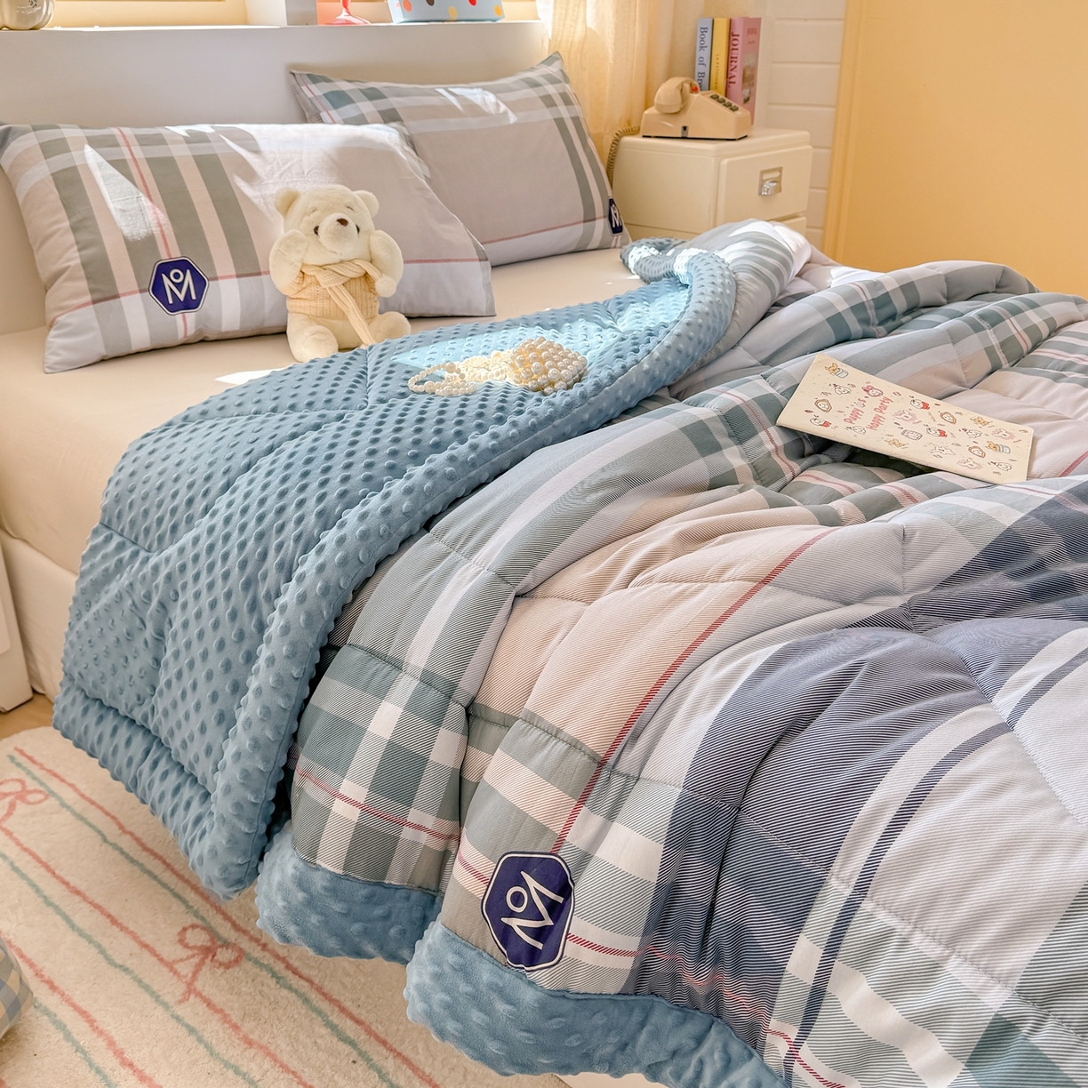 91家纺网 家纺一手货源 找家纺 黛妮雅2025新款全棉豆豆绒春秋被学生单双人被子被芯冬被（提供买家秀）自由品格