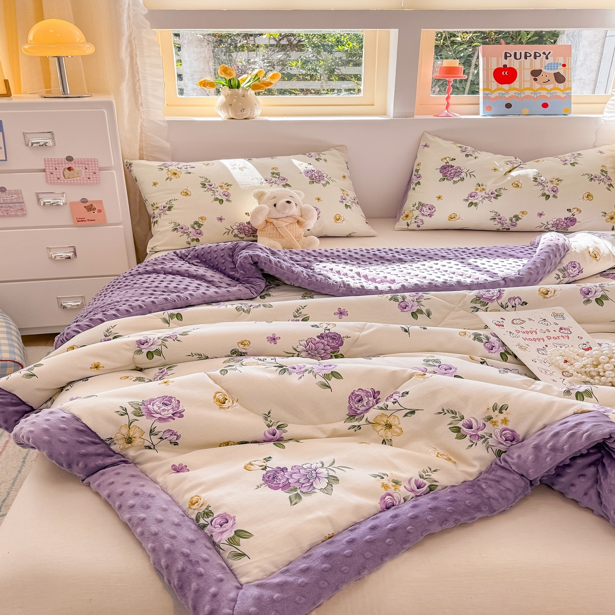 91家纺网 家纺一手货源 找家纺 （总）黛妮雅2025新款全棉豆豆绒春秋被学生单双人被子被芯冬被（提供买家秀）